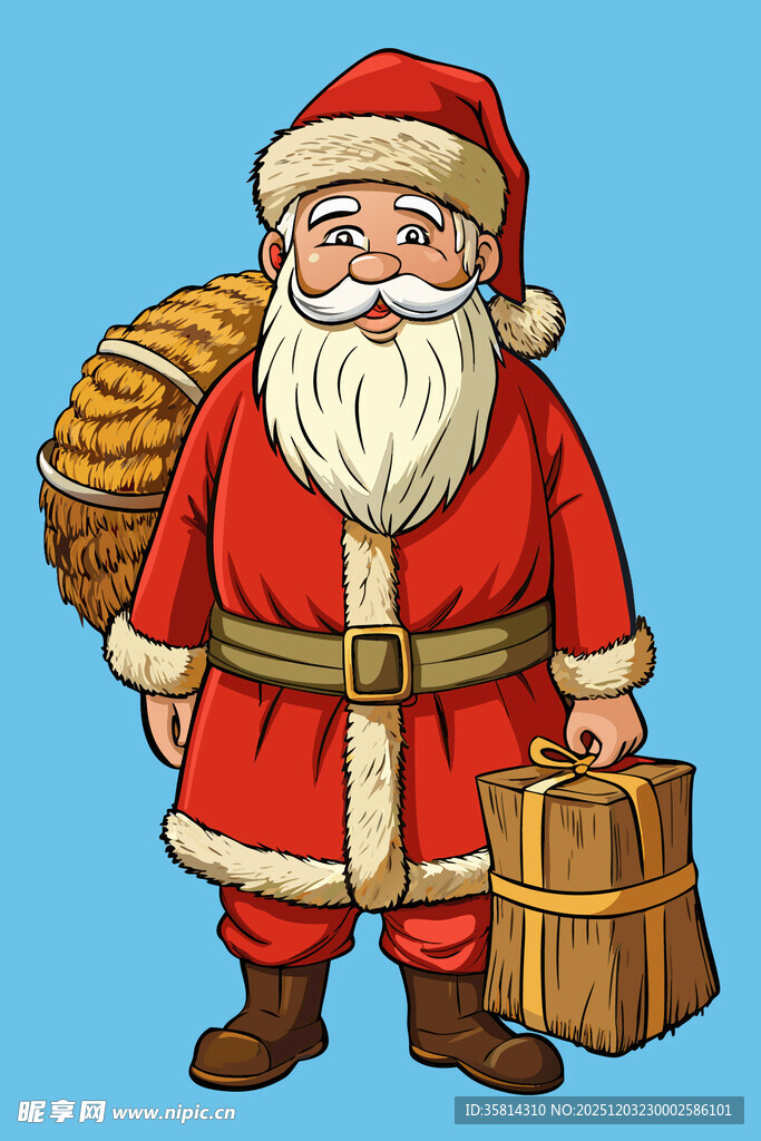 背着礼物的圣诞老人形象