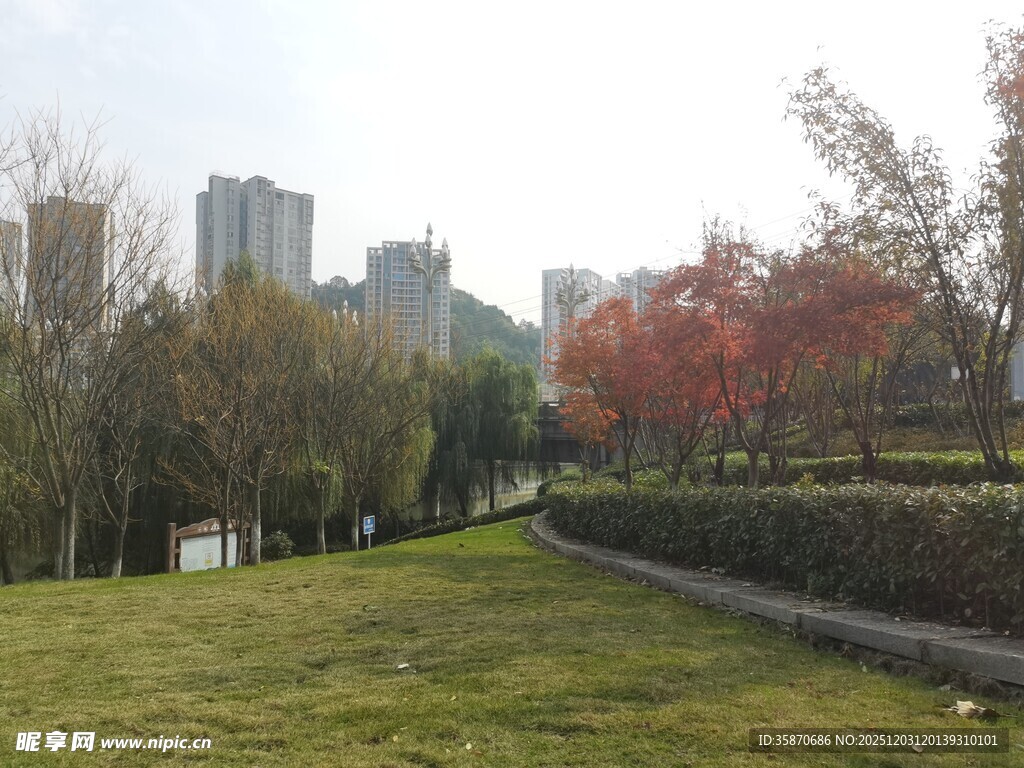 城市公园秋日风景