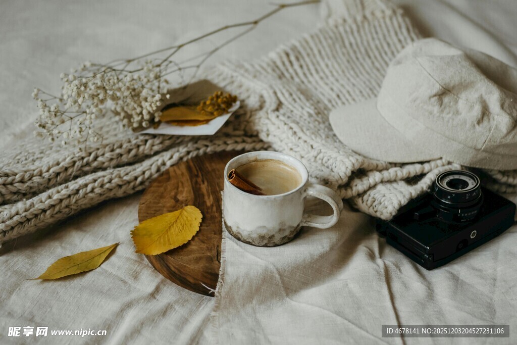 秋日温馨桌面静物小景