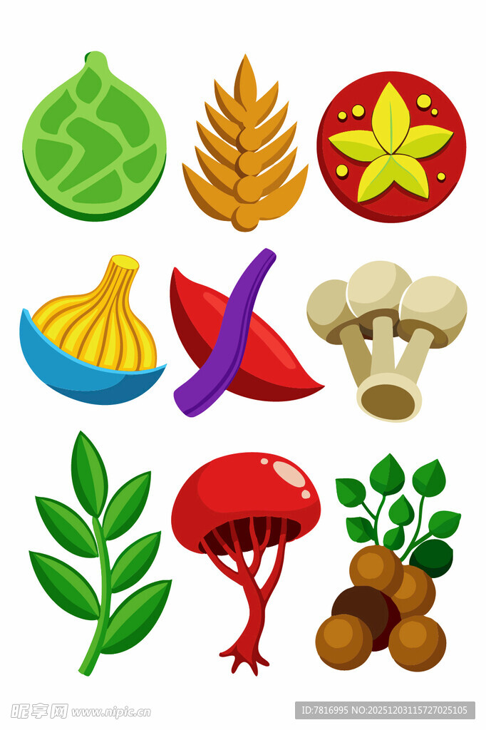 多彩食物图标集合