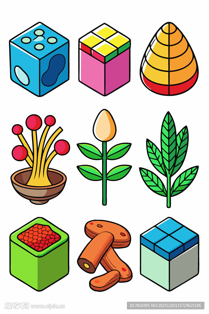 多彩几何与植物造型玩具