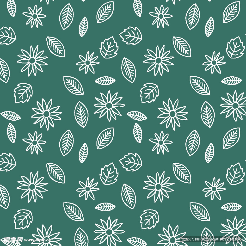 绿色底白色植物图案纹理