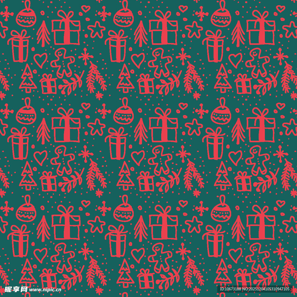 红色节日元素无缝图案