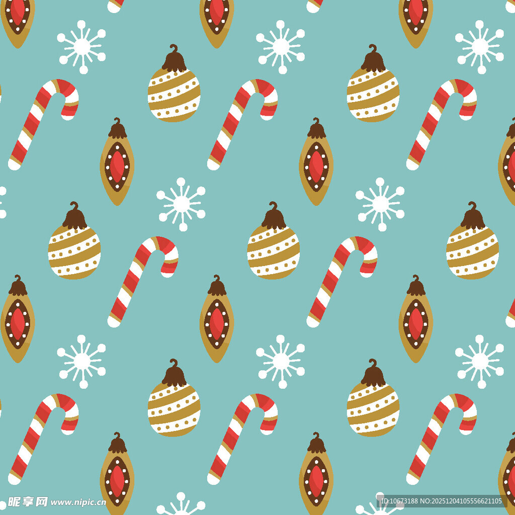 圣诞糖果铃铛雪花图案背景