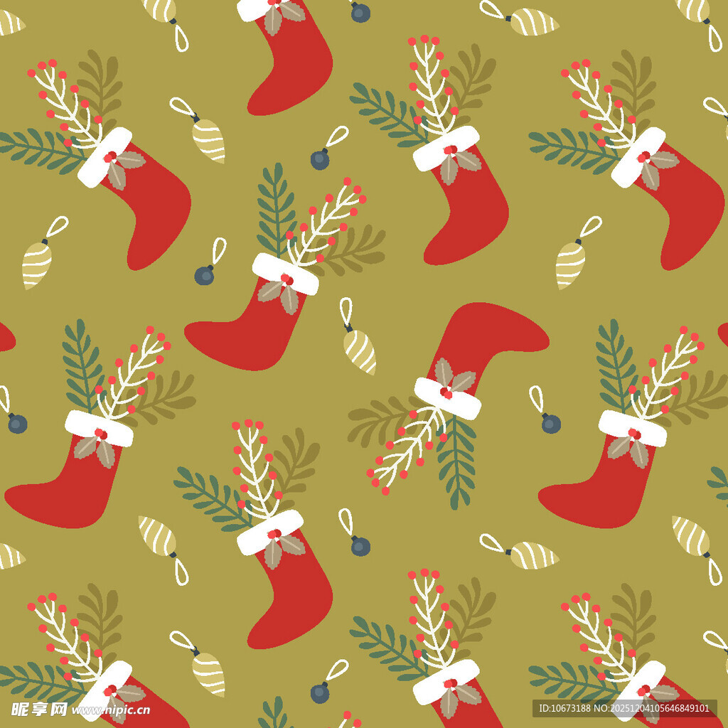 圣诞红袜子节日图案背景