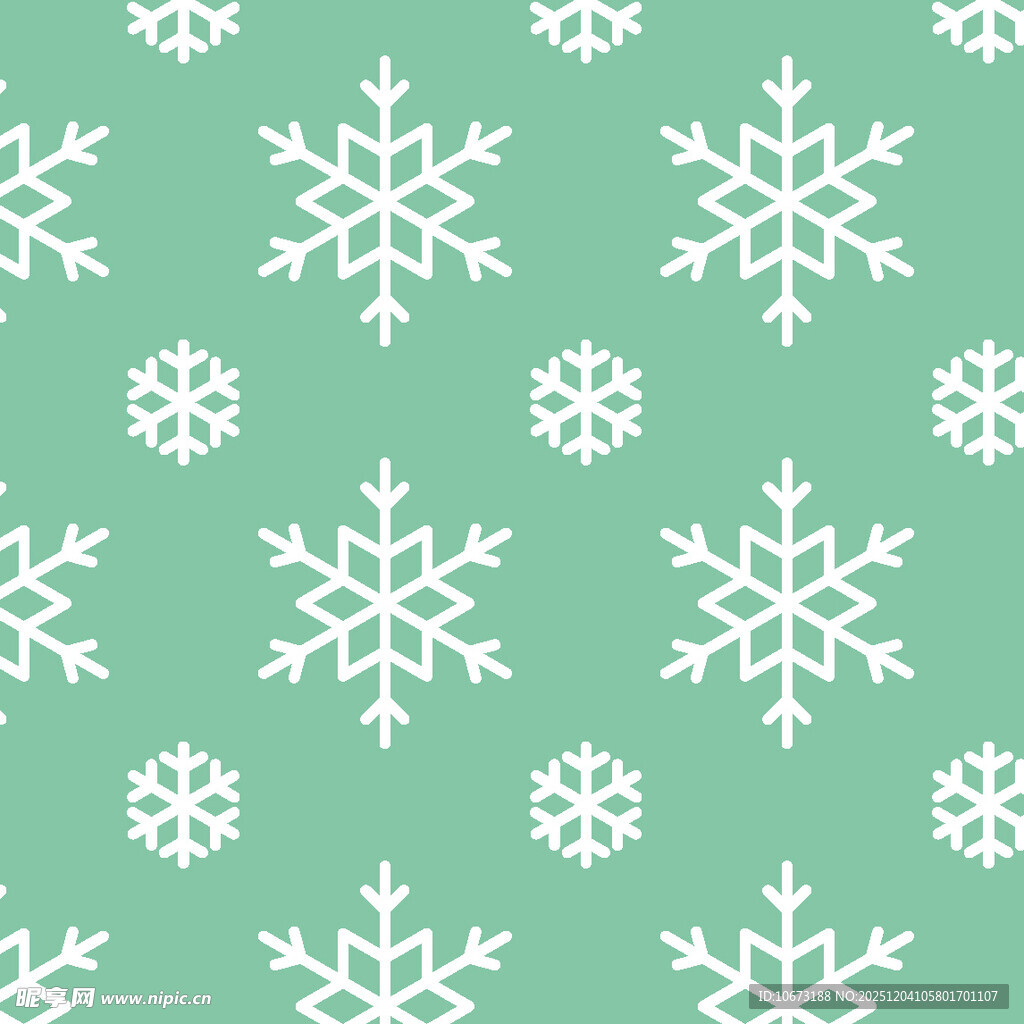 浅绿色底白色雪花图案