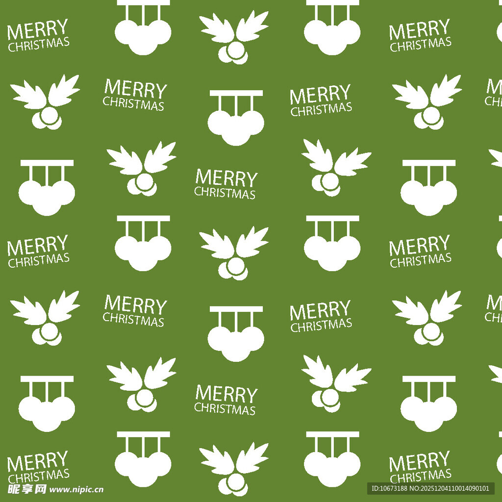 绿色背景圣诞元素图案