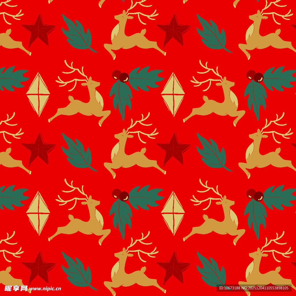 圣诞主题红色麋鹿图案背景