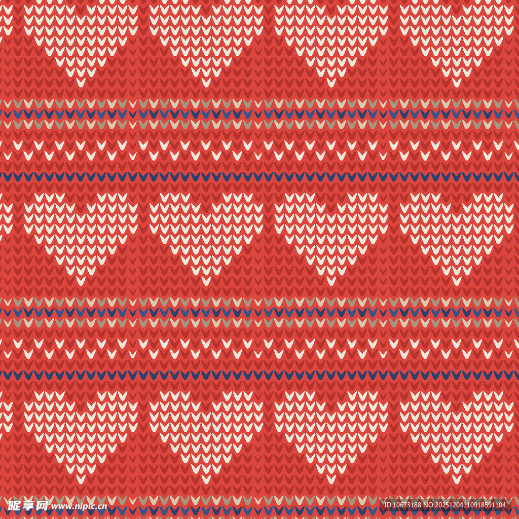 红色爱心针织图案纹理