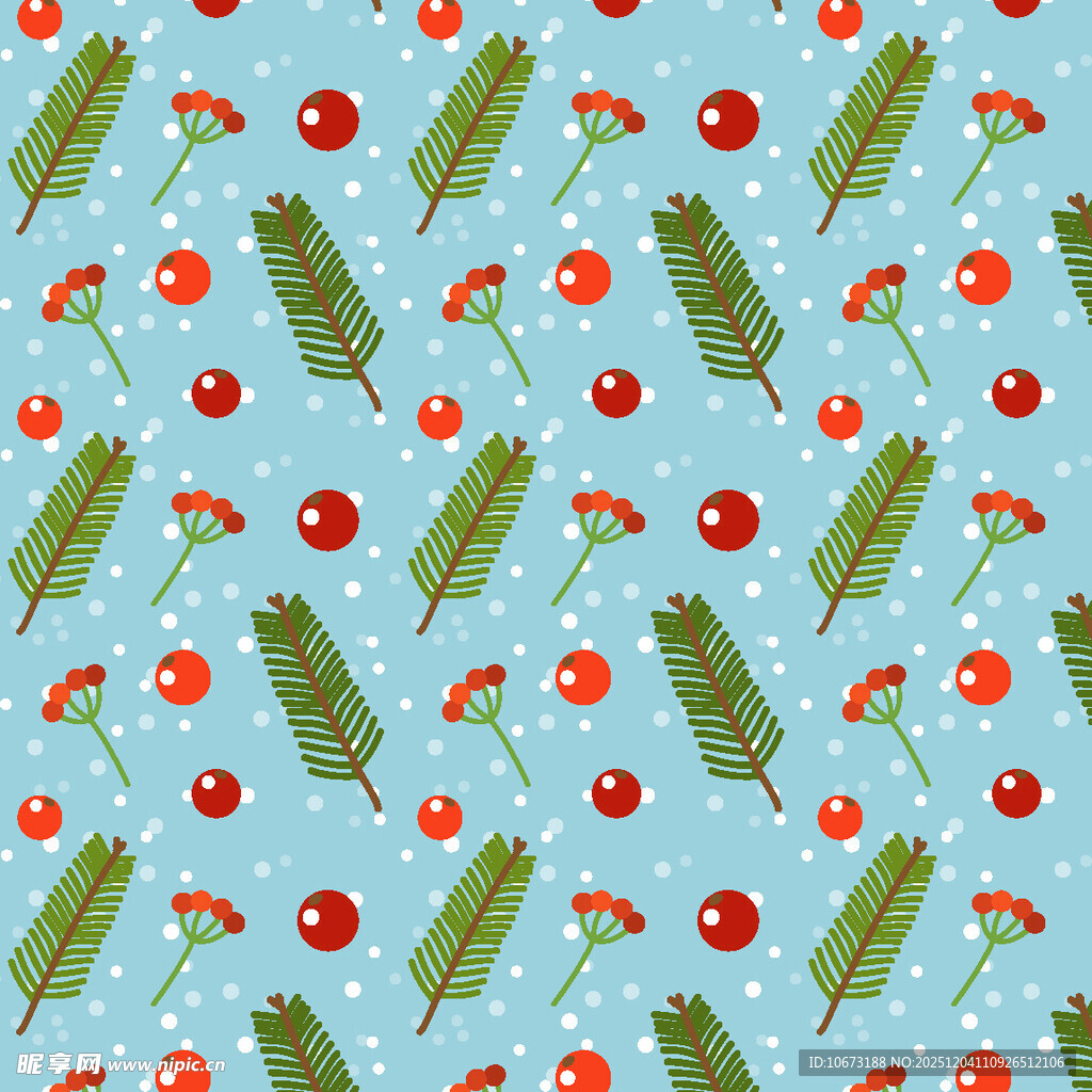 蓝色底圣诞元素无缝图案