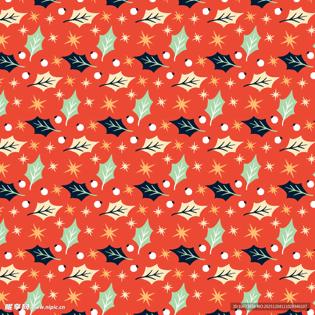 红色花卉图案无缝背景