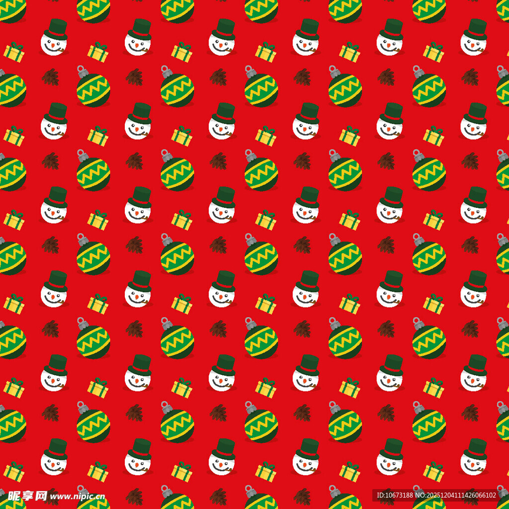 红色圣诞元素无缝图案