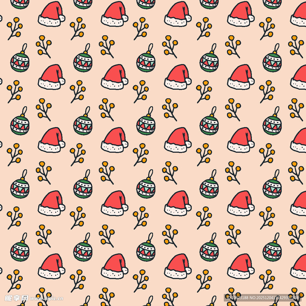 圣诞元素无缝图案背景