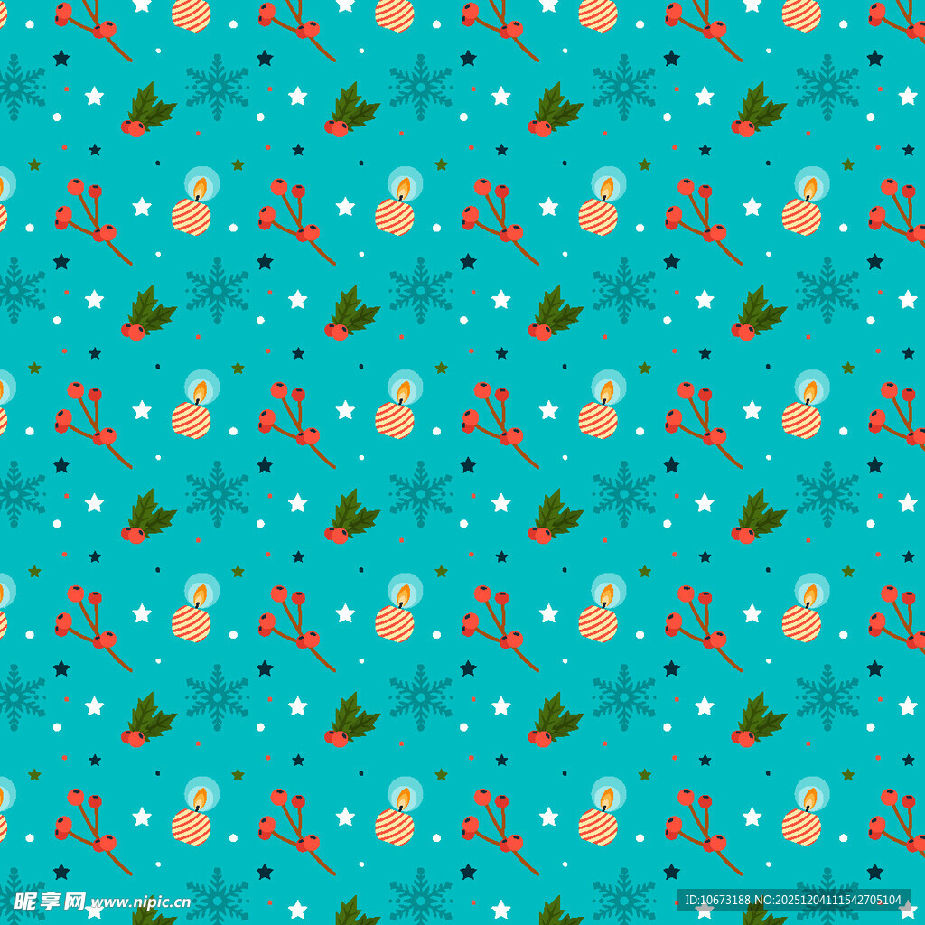 蓝色圣诞元素无缝图案