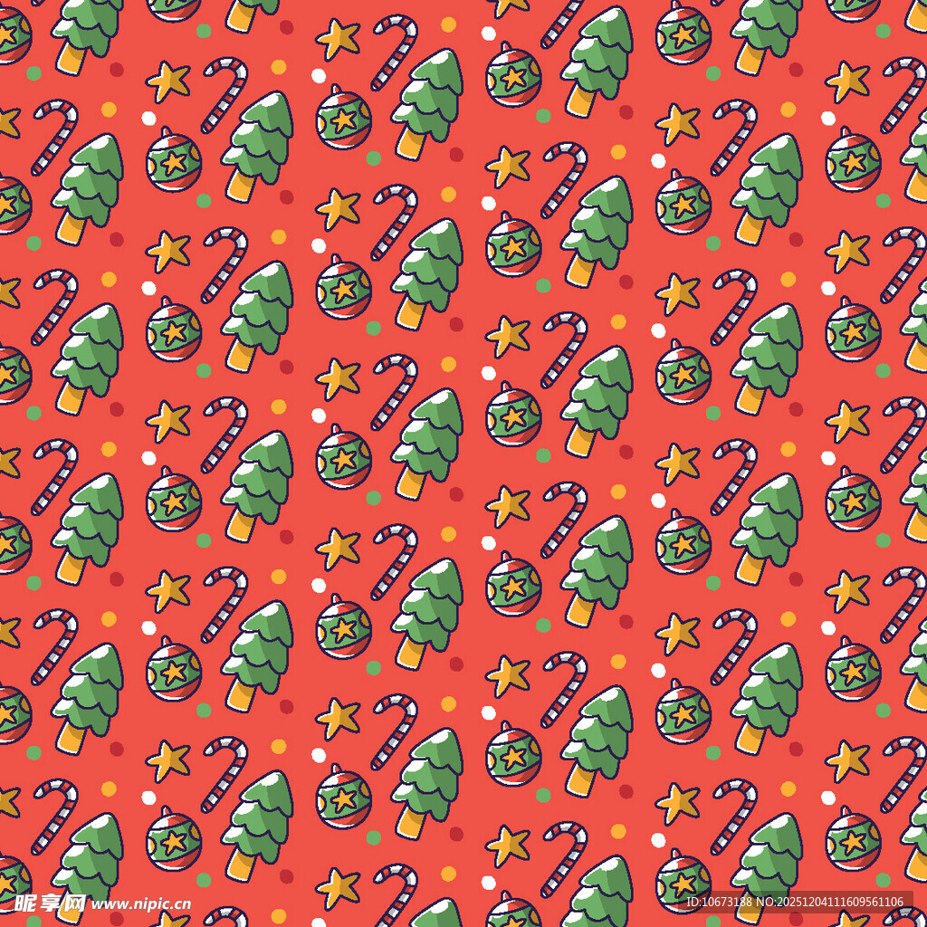 红色圣诞元素无缝图案