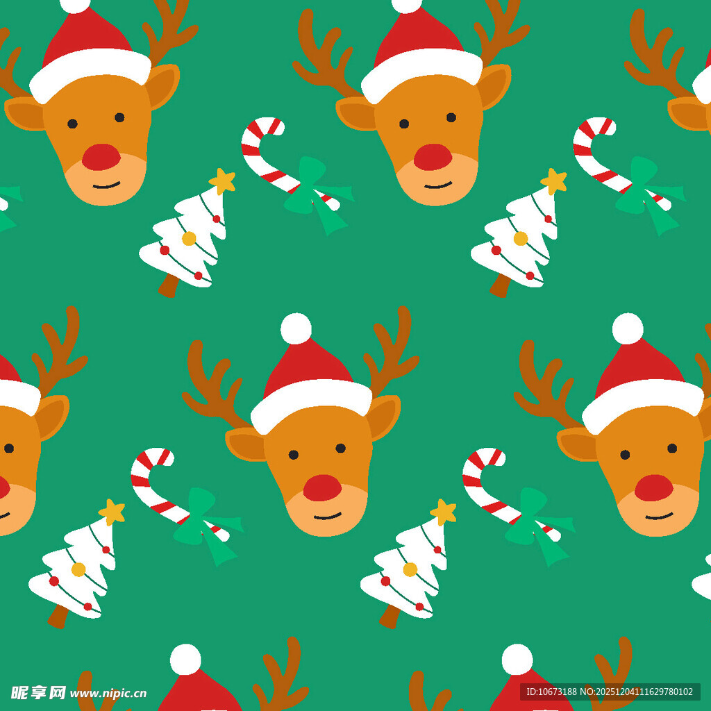 圣诞驯鹿糖果图案背景