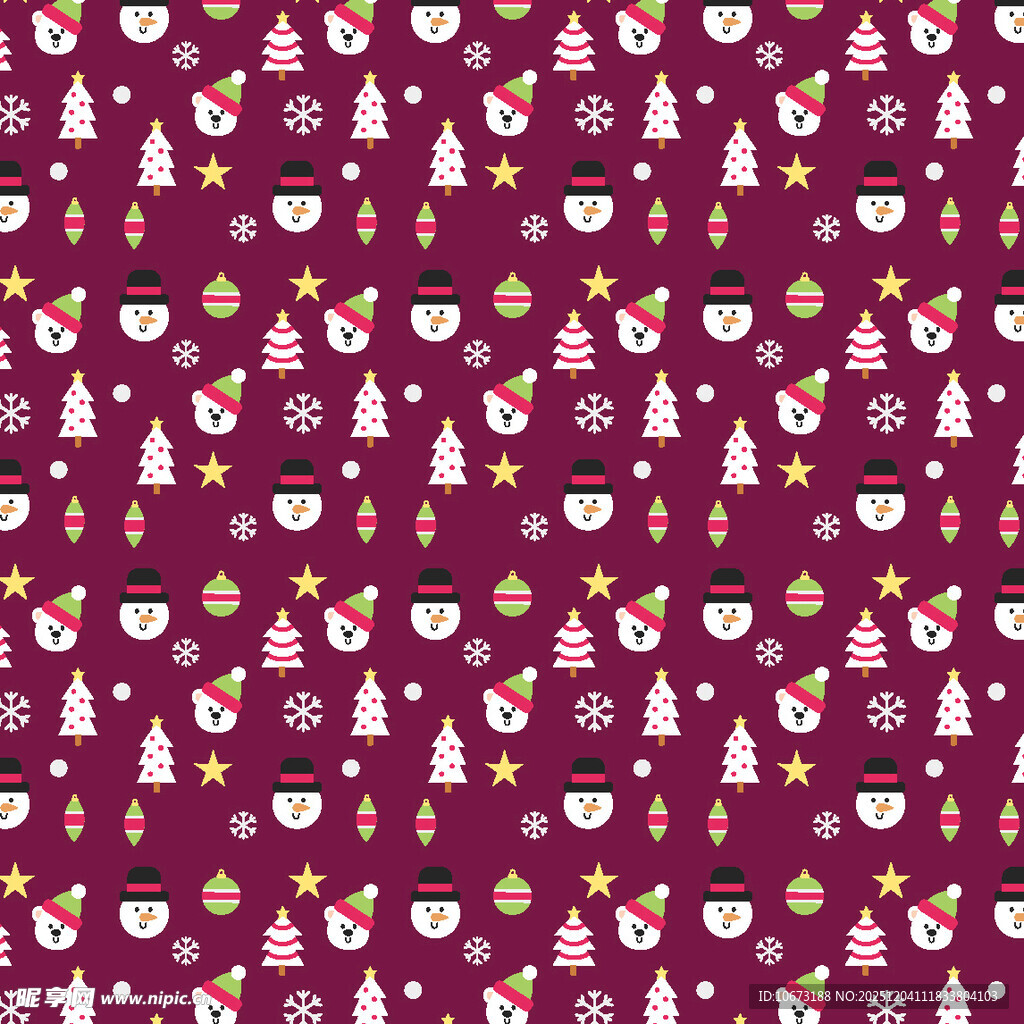 圣诞元素无缝图案背景