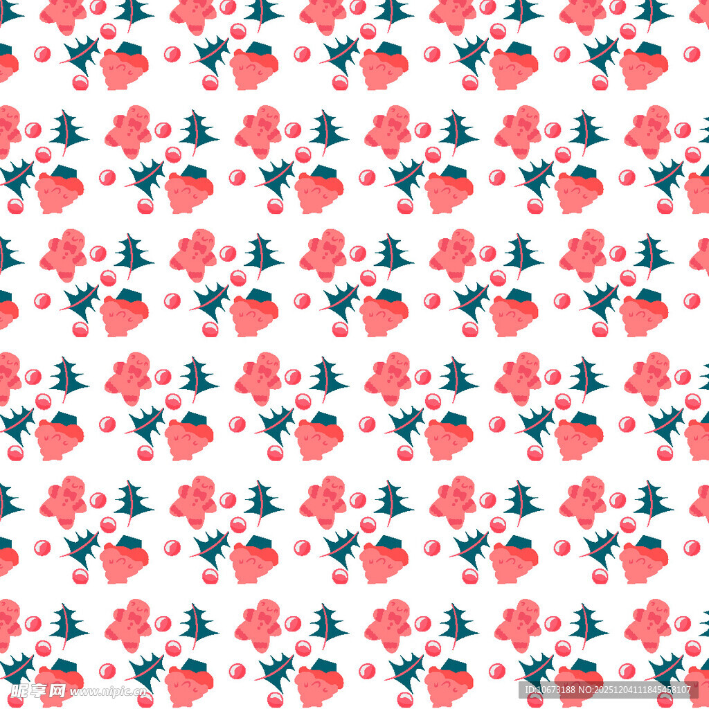 草莓花卉图案无缝背景