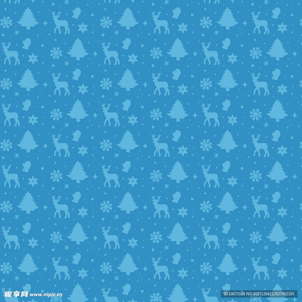 蓝色圣诞树雪花背景图