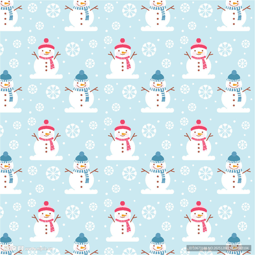 可爱雪人图案背景纹理