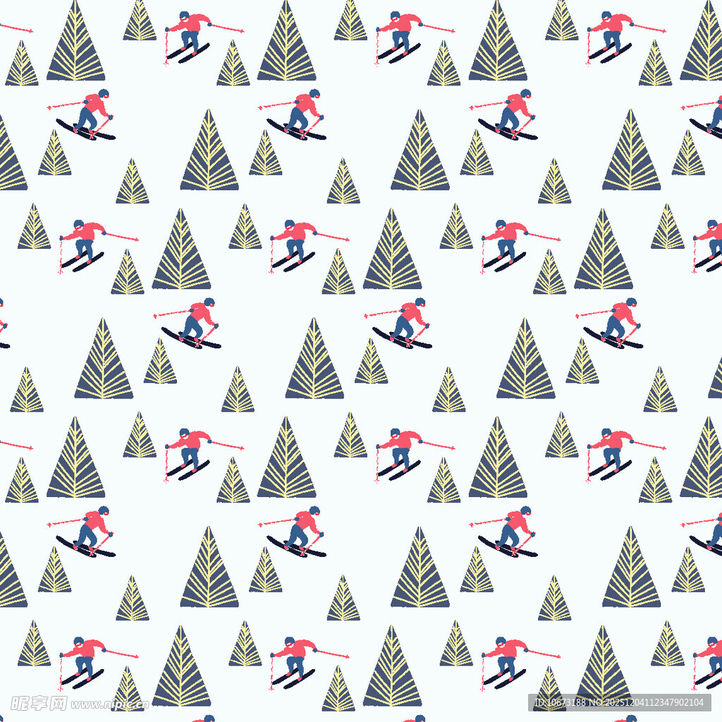 滑雪图案无缝背景图