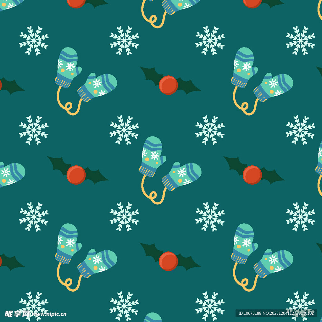 圣诞风手套雪花图案背景