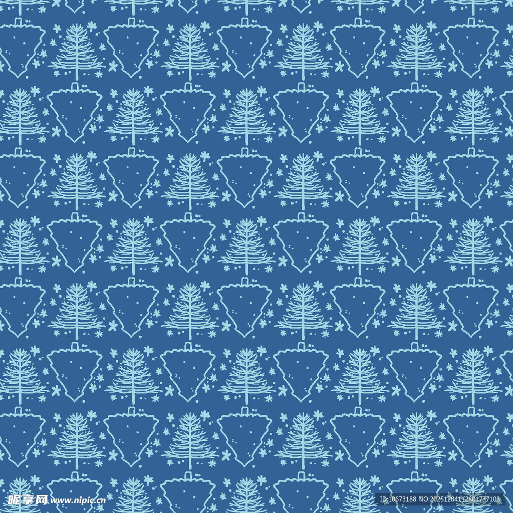 蓝色圣诞图案无缝背景