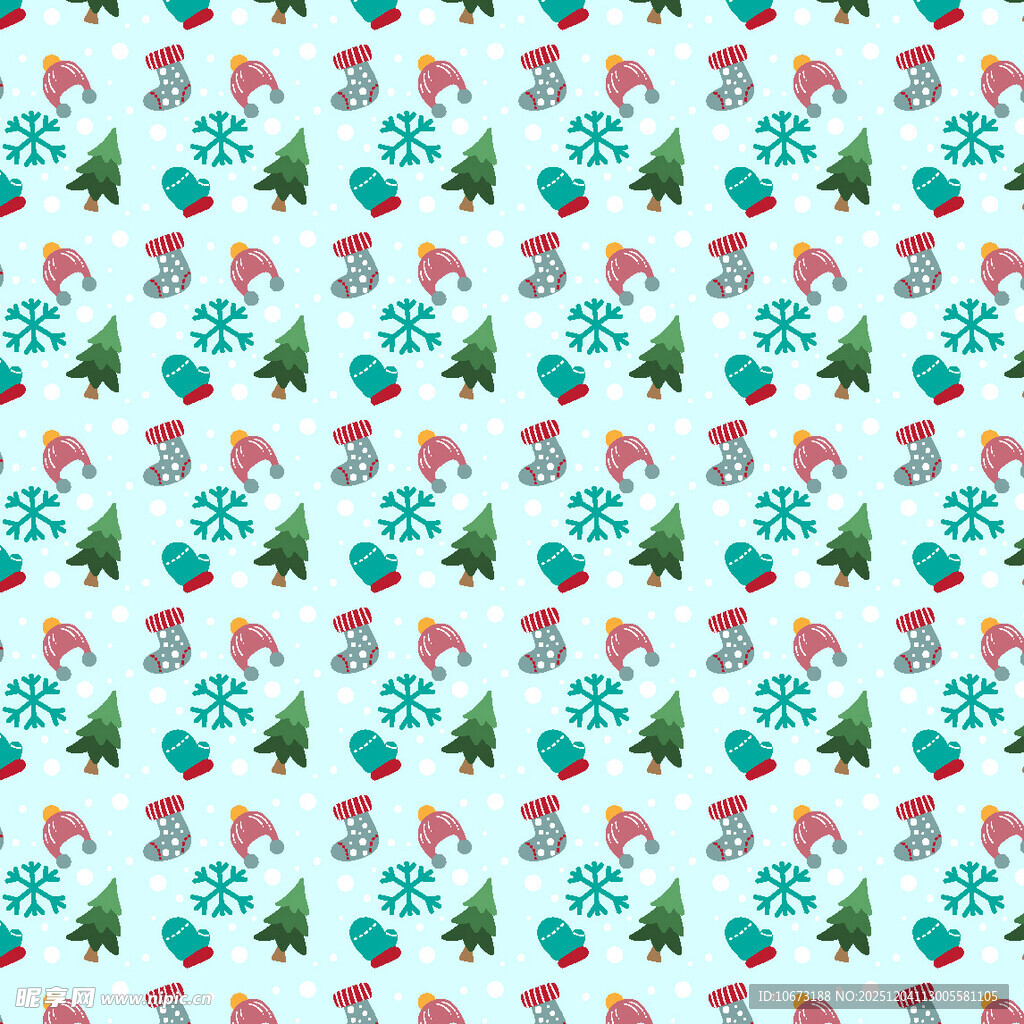 圣诞元素无缝图案设计