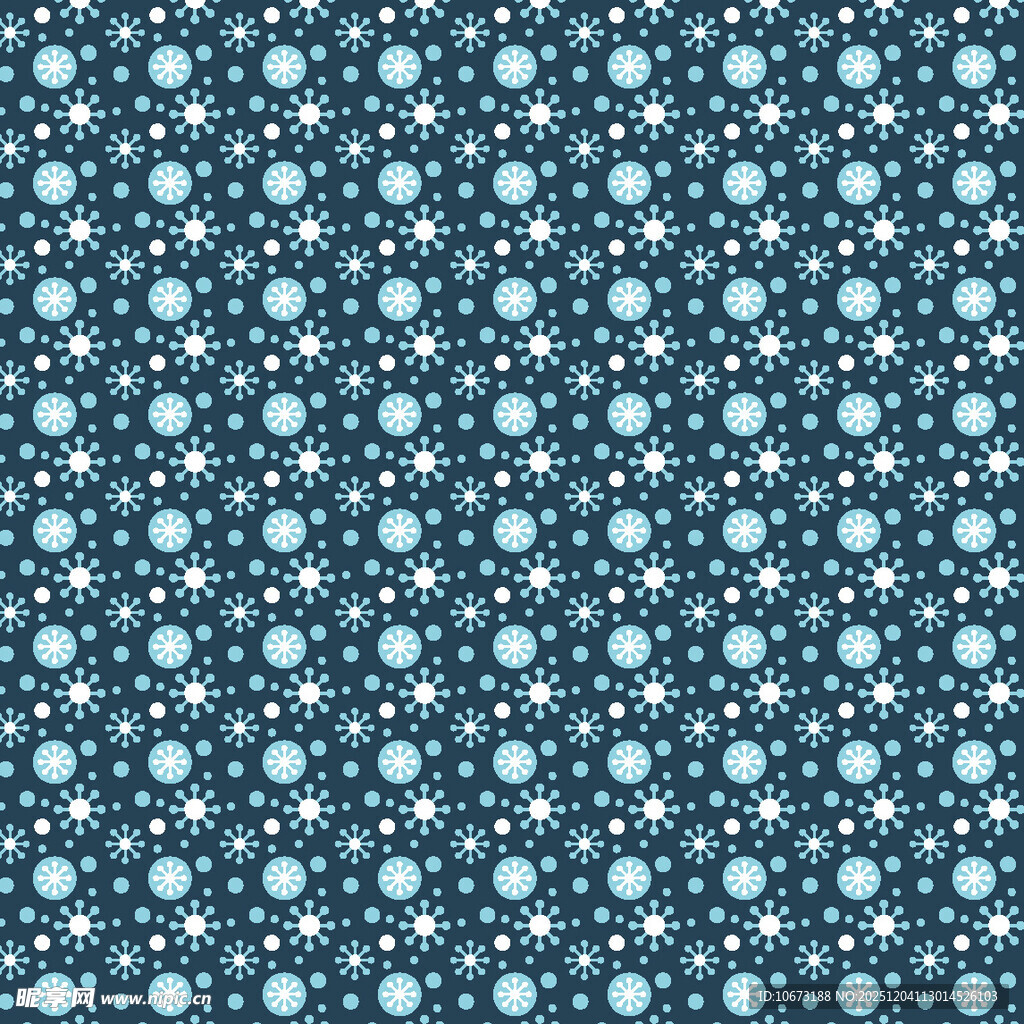 蓝底白点简约雪花图案