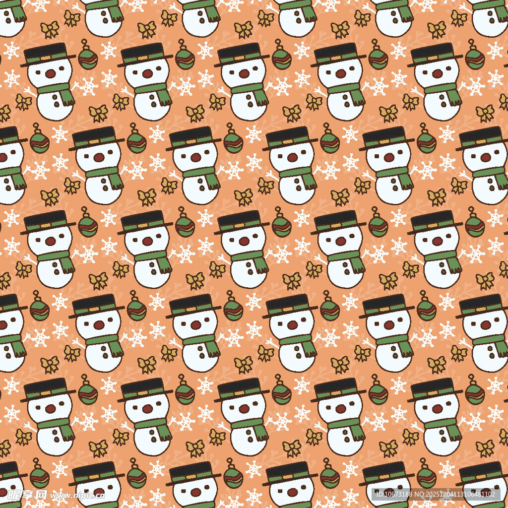 雪人图案的橙色背景纹理