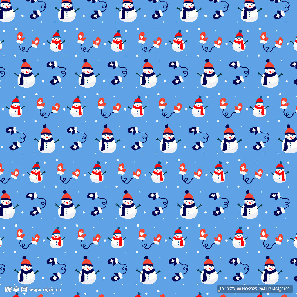 蓝色背景雪人图案纹理