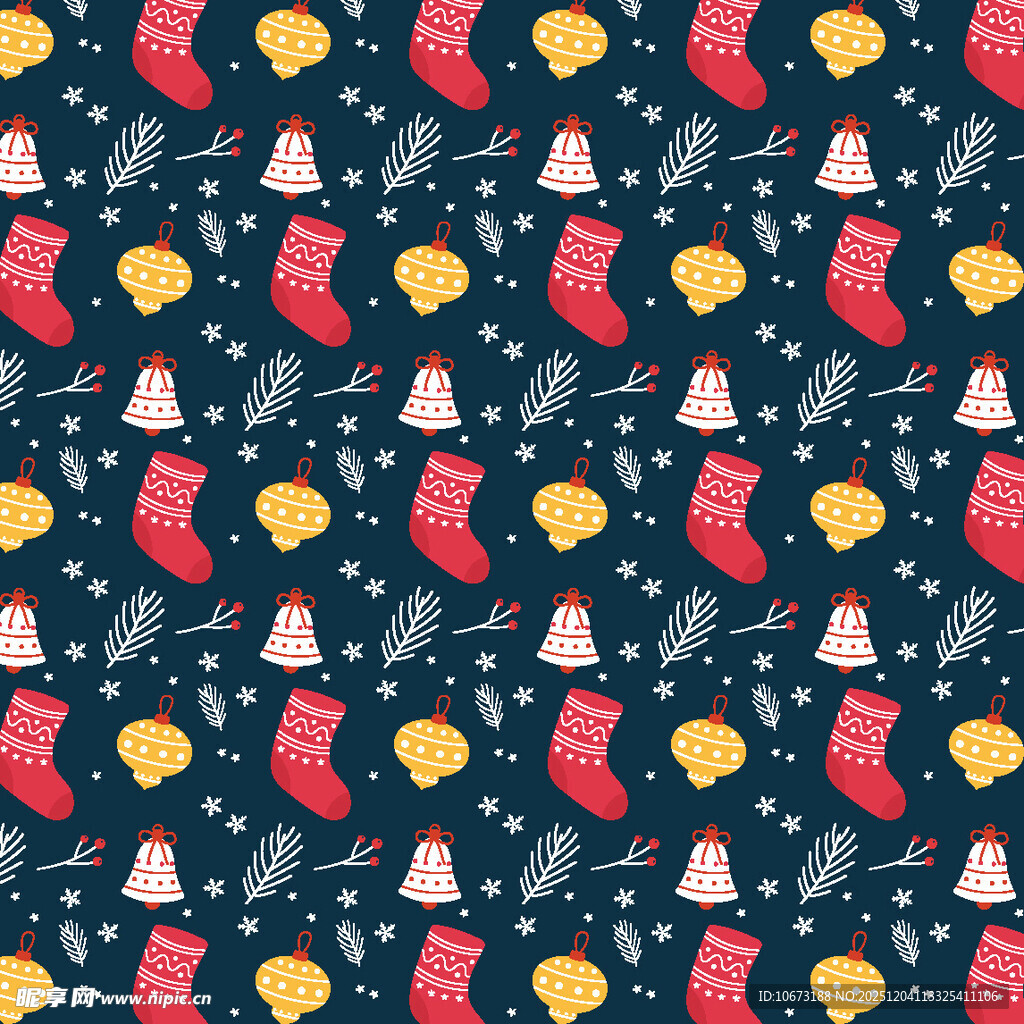 圣诞元素无缝图案背景