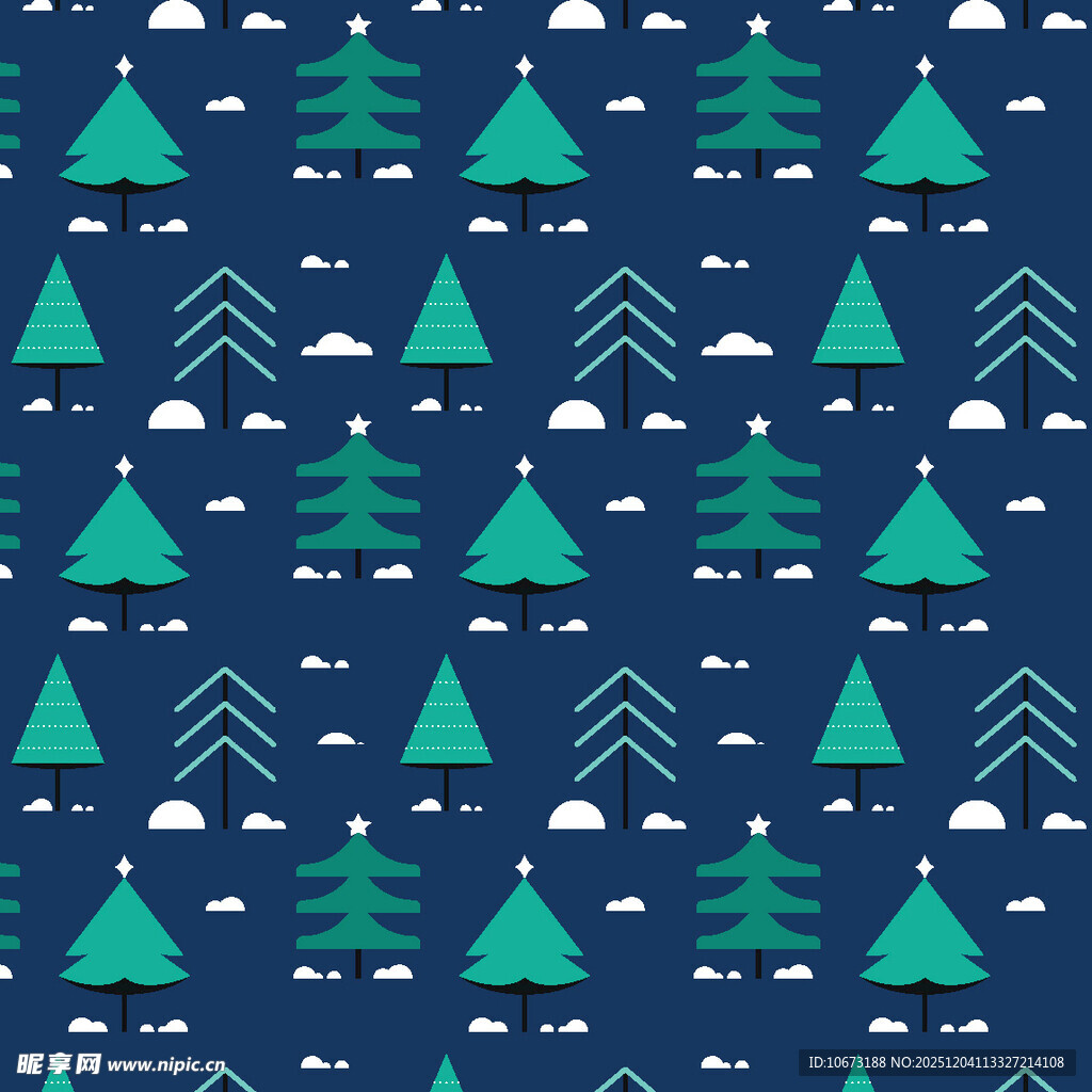 深蓝色底的圣诞树图案