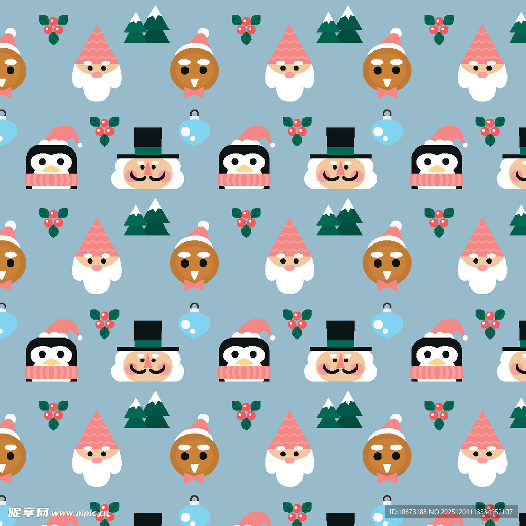圣诞雪人企鹅图案背景