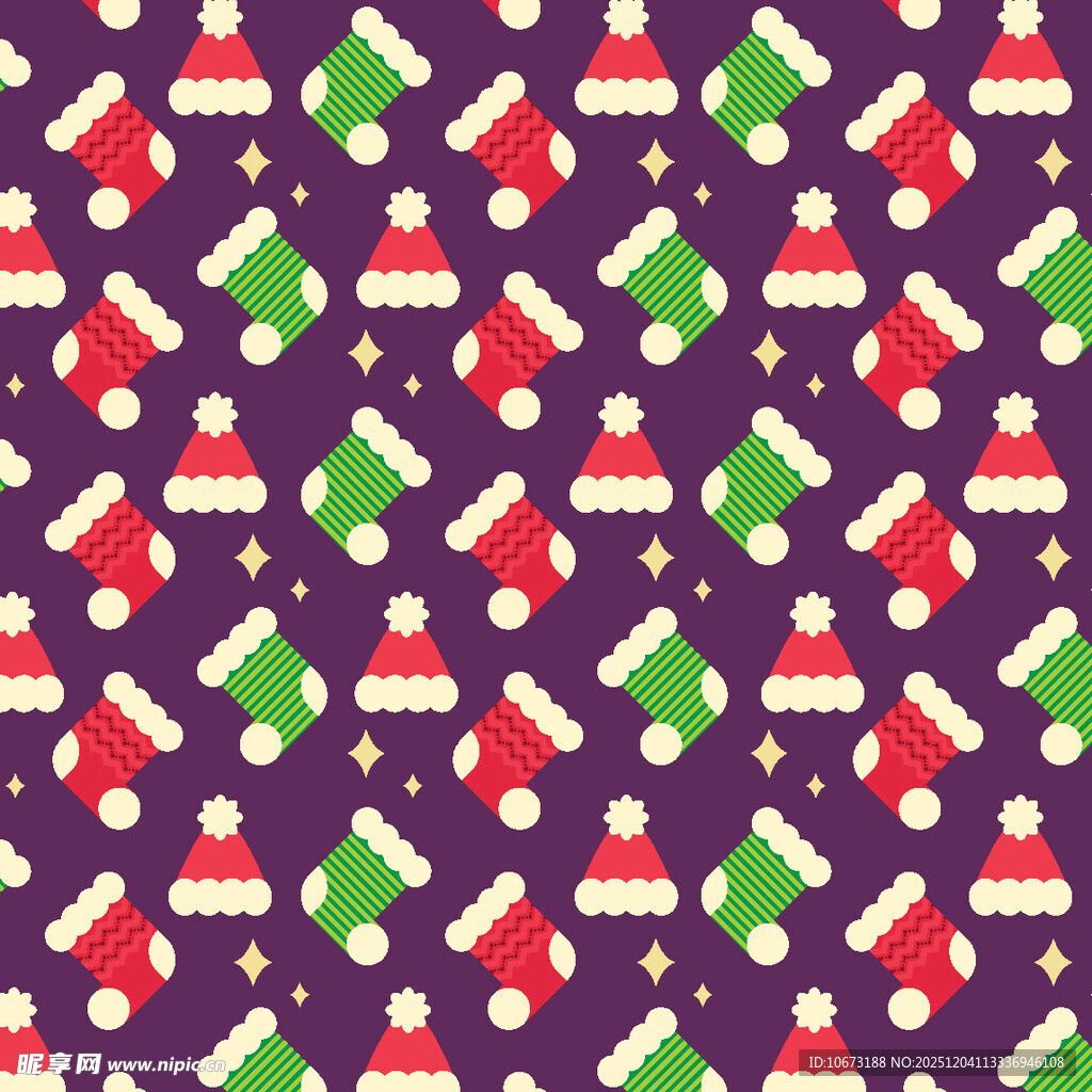 圣诞元素无缝图案背景