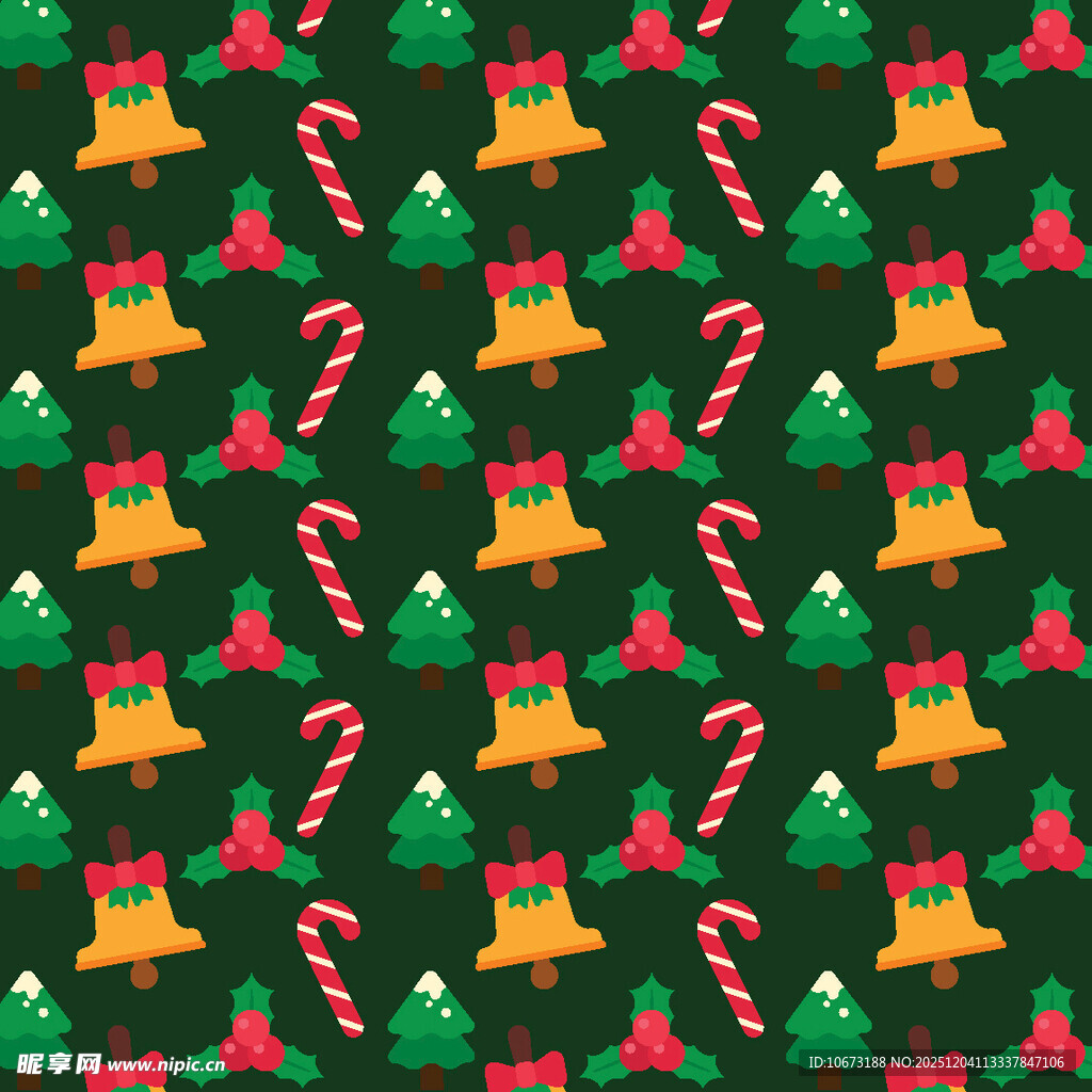 圣诞元素无缝图案背景