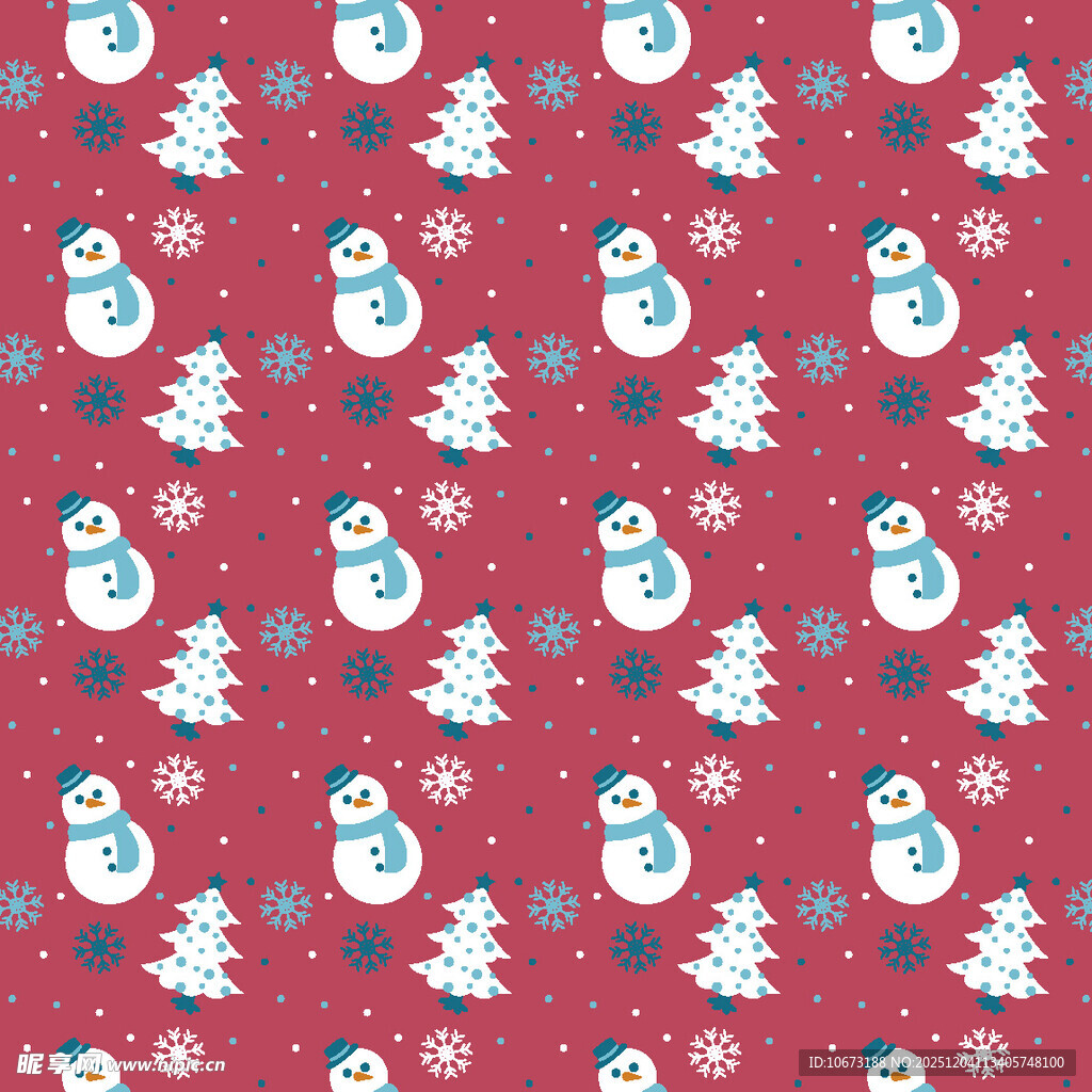 圣诞雪人雪花图案背景
