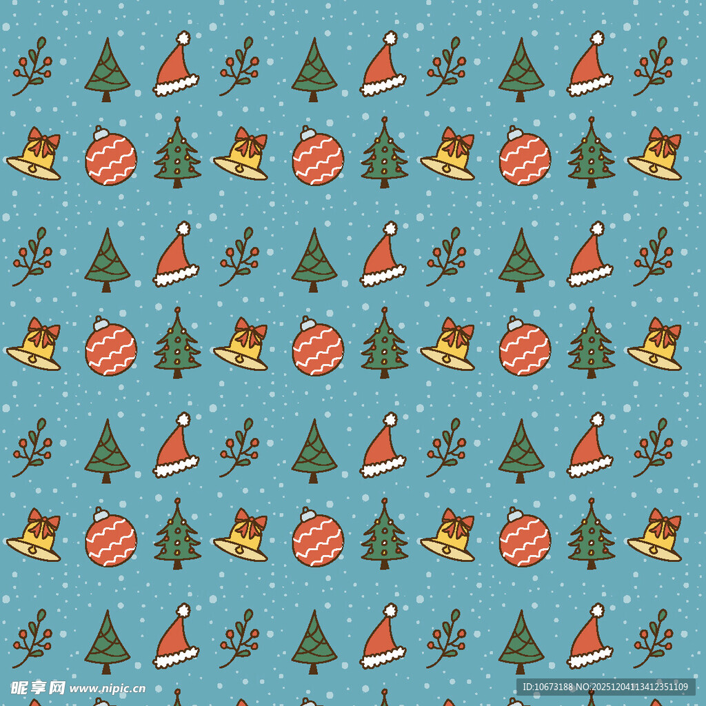 圣诞元素无缝图案背景