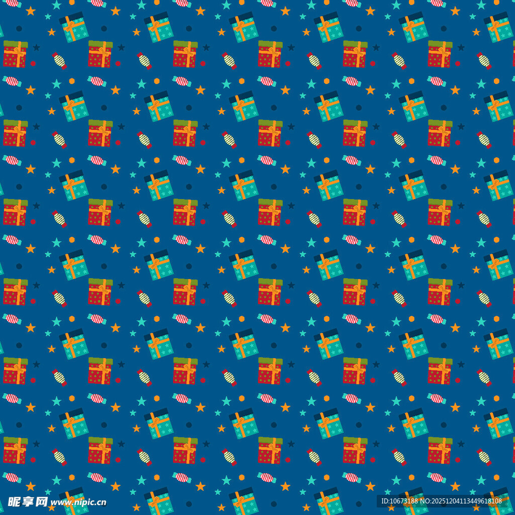 蓝色底多彩图案无缝背景