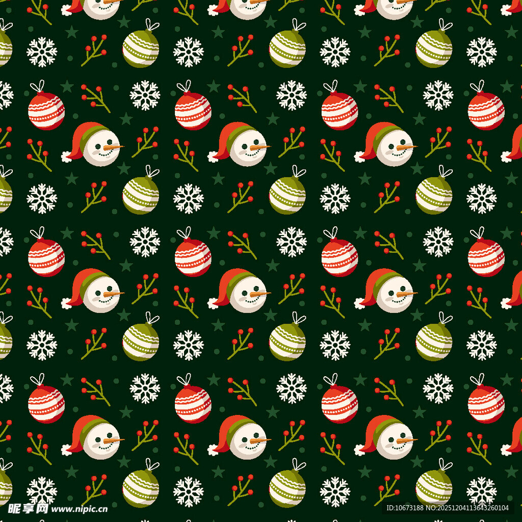 圣诞主题多彩装饰图案