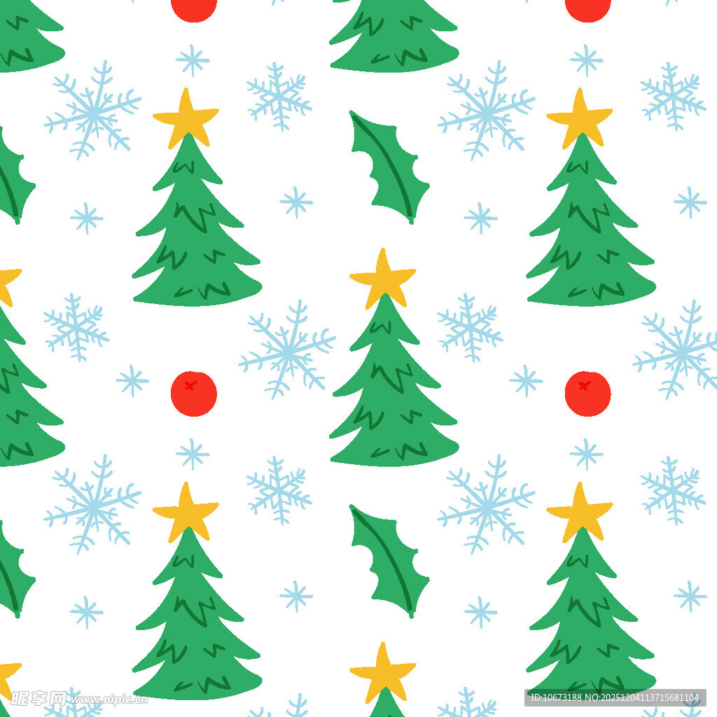 圣诞元素无缝图案设计