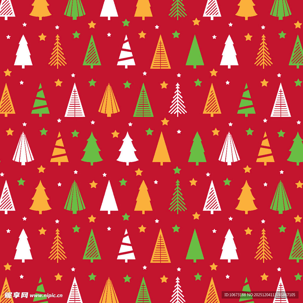 圣诞风多彩圣诞树图案
