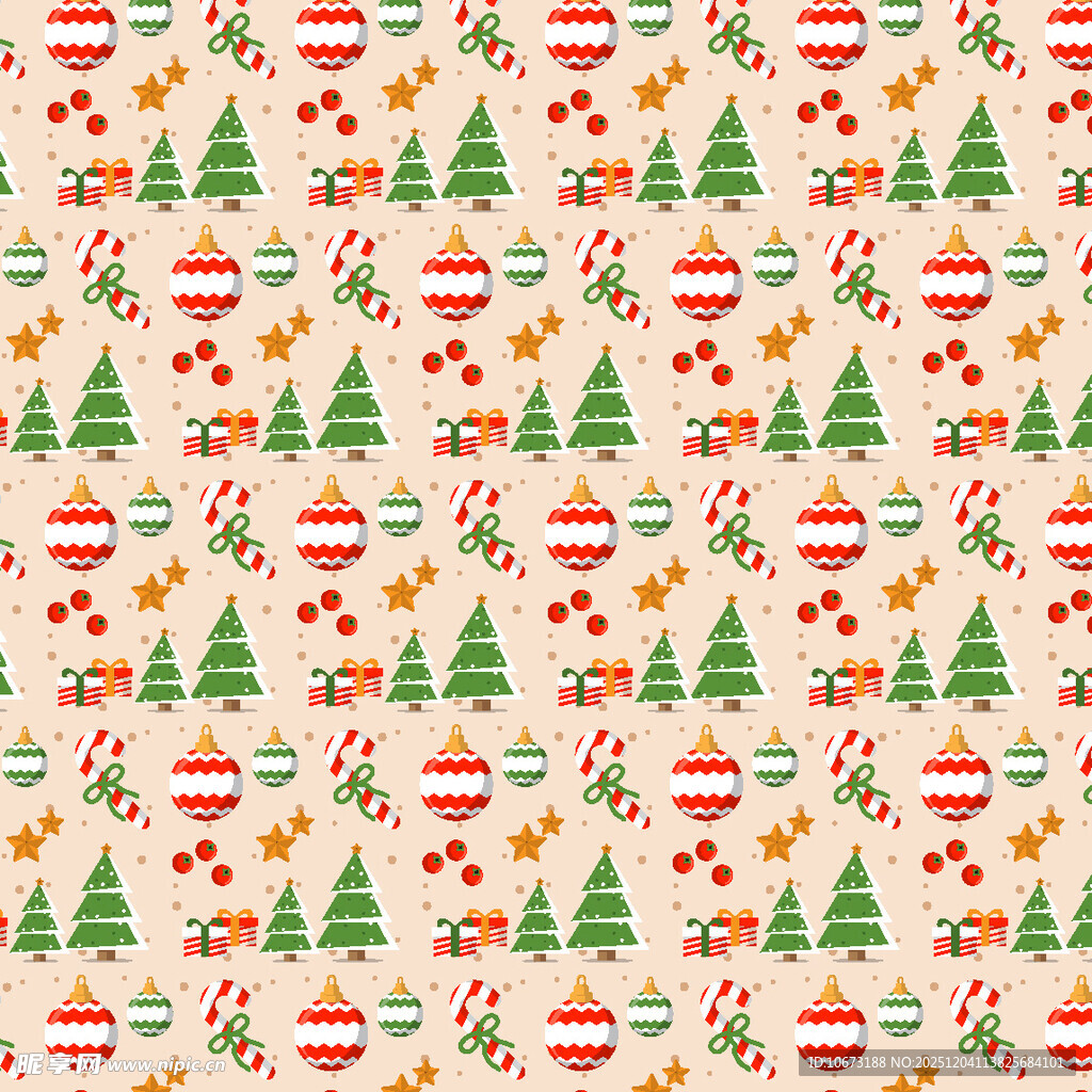圣诞元素无缝图案背景