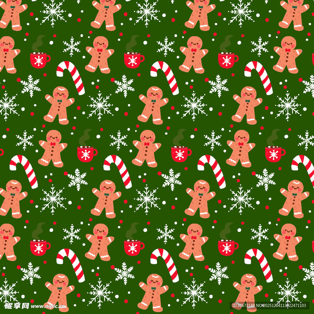 圣诞姜饼人糖果图案背景