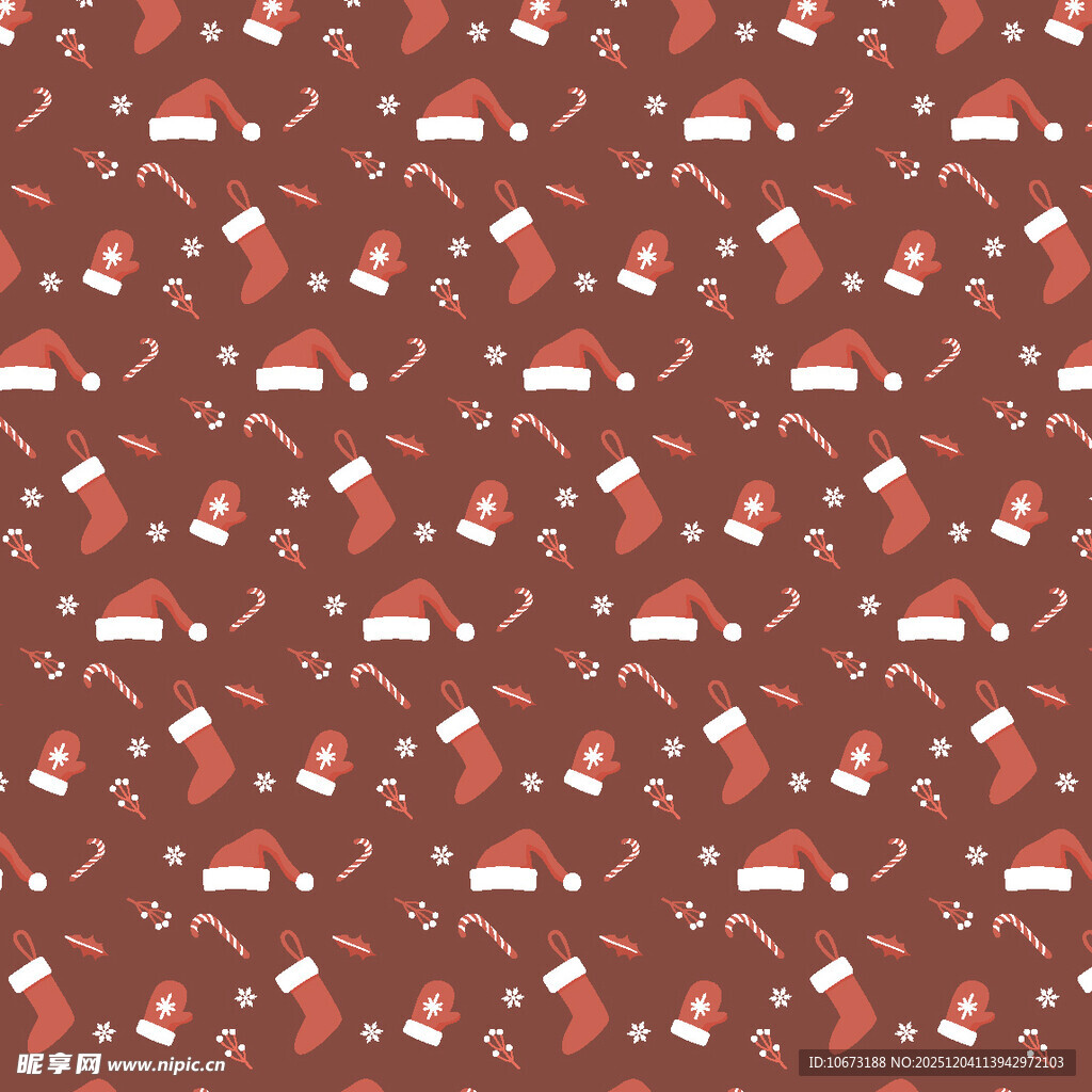 圣诞元素无缝图案背景