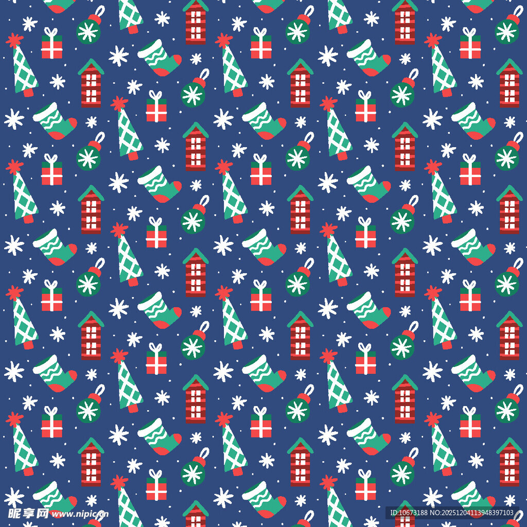 圣诞元素无缝图案背景