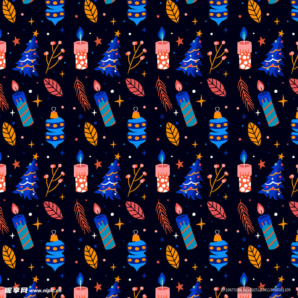 多彩节日元素无缝图案