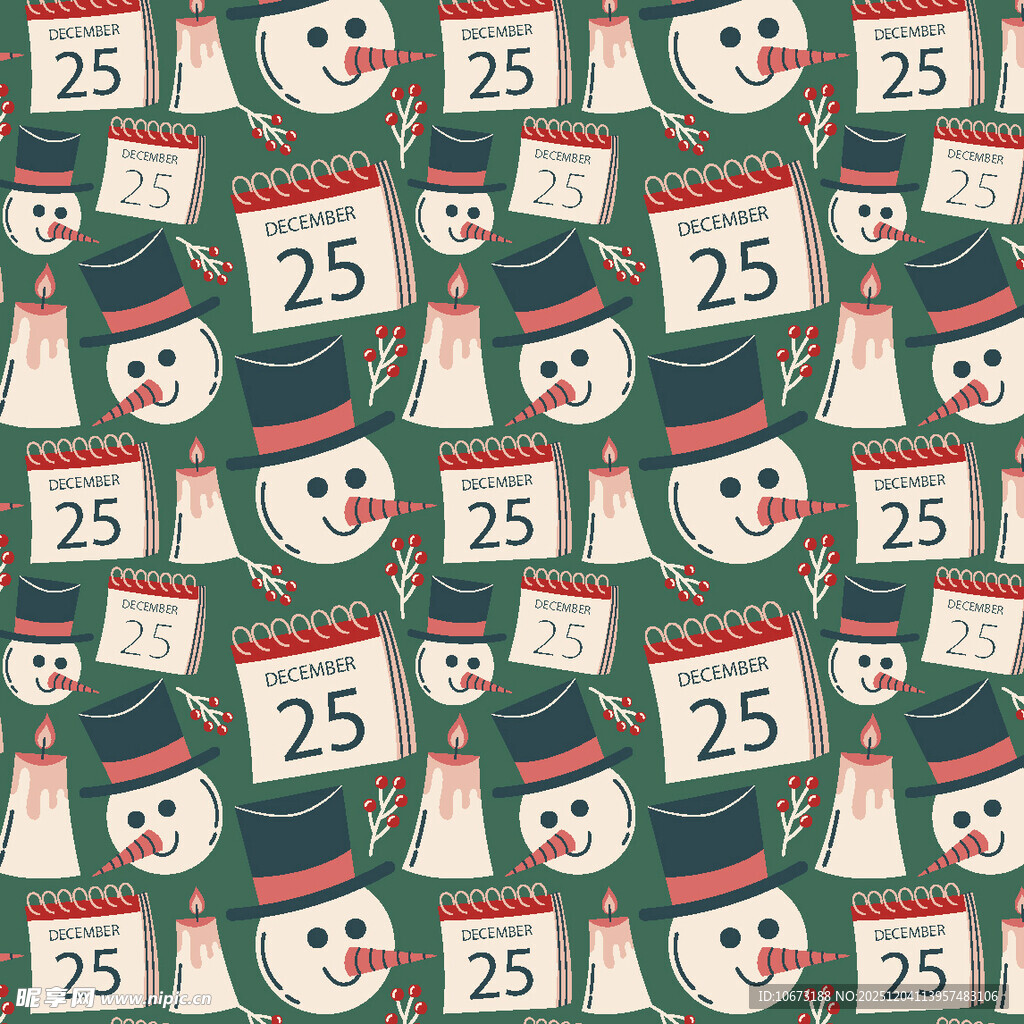 圣诞雪人日历图案设计