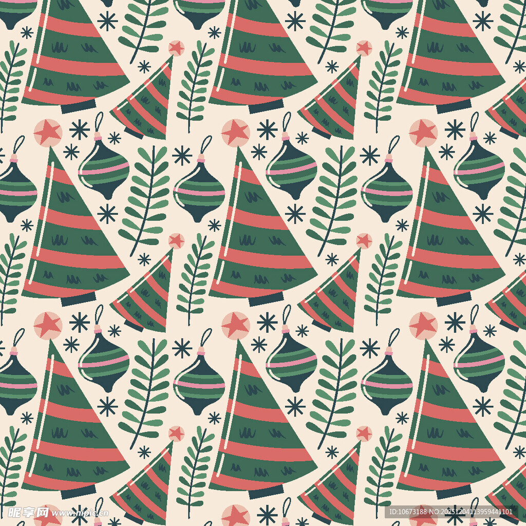 圣诞风几何圣诞树图案