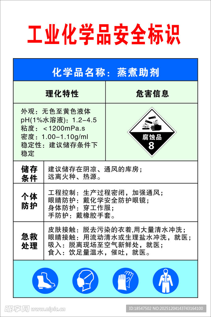 工业化学品安全标识蒸煮助剂